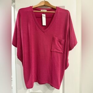 NWT Charlotte Avery Jolie Slouchy Dolman Front Pocket Tee - Size Large